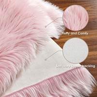 Kunstfell-Schaffell-Teppich Flauschiger Kleiner Shaggy-Teppich für Schlafzimmer Flauschiger Sofa-Bodenteppich Heimdekoration Rosa