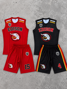 Tenues de basketball personnalisées 100 % polyester, ensembles maillot et short, séchage rapide, personnalisables sur le devant, pour clubs et écoles - Product Image 2