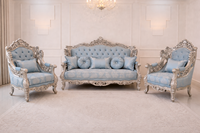 Ensemble de meubles de salon élégant en teck moderne, orné d'argent, luxueux, confortable et personnalisable, canapé, chaises, table - Durable, fabriqué aux États-Unis