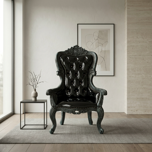 <span class=keywords><strong>Poltrona</strong></span> Trono di Lusso Personalizzata con Schienale Alto, in Legno Massello Intagliato a Mano, Rivestita in Pelle Trapuntata, per Hall di Hotel, Villa, Lounge VIP - Product Image 4