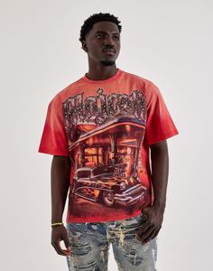 T-shirt à manches courtes pour homme, col rond, streetwear, 100% coton, tissu tricoté, imprimé lettres en strass, imprimé dessin animé, impression DTF - Product Image 1