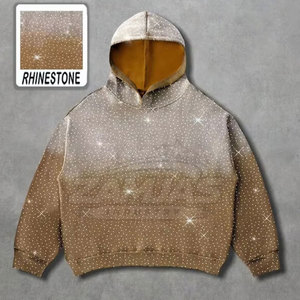 Custom Design High Quality <b>Pullover</b> <b>Men</b> Rhinestone Hoodies Solid Casual Plus Size <b>Men</b> Rhinestone Hoodies - Product Image 2