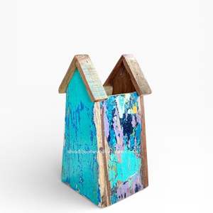 Fournitures de jardin artisanales, décoration intérieure, pots de fleurs / plantes avec design maison, bois de bateau recyclé, couleur originale, vente en gros - Product Image 1