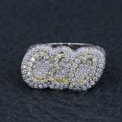 Custom Letter Moissanite <b>Ring</b> Rhodium Plated 925 Sterling Silver Oval Drip Style <b>Name</b> <b>Ring</b> for Men Party Gift - Product Image 6