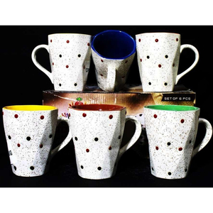 Juego de Tazas de Leche de Cerámica Hechas en India con Diseño Clásico de Espirales - Product Image 1