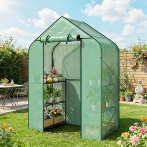 Grande Serra da Giardino Moderna Pop-up in Acciaio Zincato con Telaio in Legno/Acciaio e Materiale in PVC/Vetro per la Crescita delle Piante all'Aperto - Product Image 4