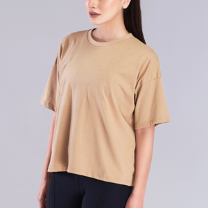 Camisetas Extra Grandes 100% Algodón con Cuello Redondo para Mujer, Camiseta Informal Transpirable de Punto Personalizada para Mujer, Cuello Redondo, Manga Corta - Product Image 2