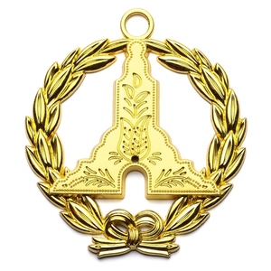 Senior Warden Blue Lodge Masonic Collar Jewel Gold Plated Level Emblem Laurel Wreath Ceremonial Regalia - Product Image 1
