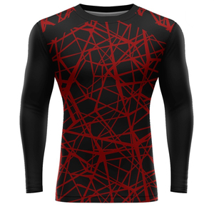 Chemise de sport pour homme à manches longues, anti-UV, rouge, imprimé géométrique, séchage rapide, en spandex et polyester - Product Image 3