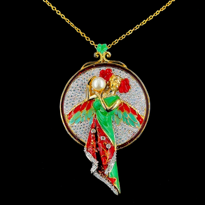 Colgante de Perlas Victorianas de Alta Calidad con Esmalte, Diseño Floral Intrincado y con Patrones, Perfecto para Bodas Tradicionales - Product Image 1