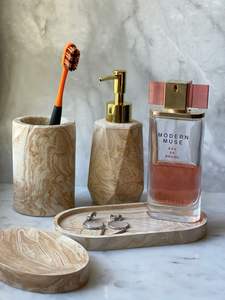 Kit distributeur de savon en marbre noir, décoration de salle de bain, lavage des mains à domicile - Product Image 5