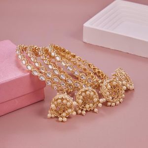 Pulseras de cristal con diamantes de imitación en forma de campana y diseño de bola chapadas en oro de 24K, joyería étnica de boda para mujer, engaste de canal, tercer fabricante - Product Image 3