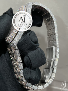 Montre mécanique en acier inoxydable avec incrustation de diamants, ton or rose, lunette en cristal, style bijoux de luxe, analogique, bracelet de 20 mm - Product Image 4