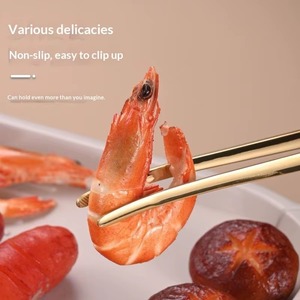 Pinces à barbecue en acier inoxydable, antidérapantes, faciles à nettoyer, réutilisables, ustensiles de cuisine pour servir les aliments, pour le camping, avec poignée antidérapante noire - Product Image 3