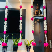 Karangan Bunga Lotus Putih Melati India Buatan Tangan Grosir untuk Dekorasi Pintu Rumah, Karangan Bunga Pernikahan, Hiasan Haldi, Mehndi, dan Latar Belakang