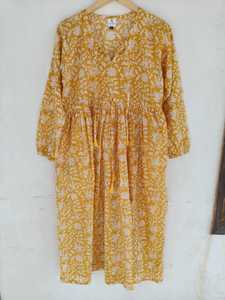 Robe longue en coton pour femme, imprimé floral, coupe évasée, décontractée, style bohème, pour la plage, export en gros Inde - Product Image 2