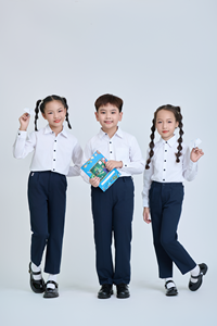 Uniforme scolaire FMF pour enfants, chemise à manches longues noire à boutons, 65% polyester, 35% coton, popeline tissée, unisexe - Product Image 2