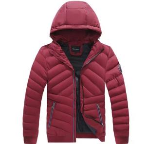Chaqueta de Invierno Acolchada para Hombre con Capucha, Cortavientos, Cierre Frontal, Diseño Casual a Cuadros, Negra, Relleno de Poliéster, Corte Ajustado, Largo Regular - Product Image 3