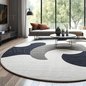 Hand Tufted Black and White Abstract Round Wool <b>Rug</b>, Modern Geometric Area Carpet for <b>Living</b> <b>Room</b> Bedroom Home Decor Wholesale - Product Image 2