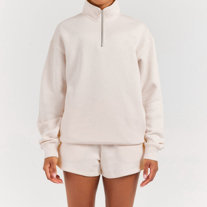 Custom Logo Women Lightweight Loose Crew <b>Neck</b> Half Quarter Zip Hoodie Workout Top Oversized Gym Sports Sweatshirt - Product Image 5