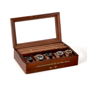 Boîte de présentation de montres en bois massif de luxe, emballage cadeau personnalisé pour les organisateurs de bijoux - Product Image 1