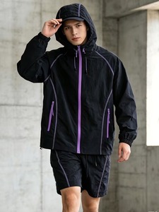 High Quality Unisex Black Hooded Lightweight Spring Casual Breathable Running <b>Jacket</b> <b>Waterproof</b> Reflective Windbreaker Sports - Product Image 5