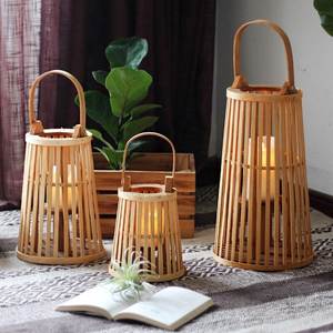 Classic Handmade Bamboo Urn Table Lamp | Rustic Ambient Bedside Night <b>Light</b> - Product Image 6