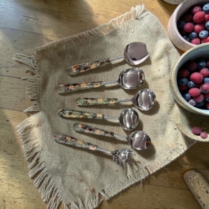Vintage Serving Spoon Set <b>Mirror</b> Finish Long Handle Silver Plated Metal Utensils Durable Design - Product Image 4