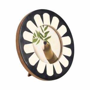 Round Resin and bone inlay photo <b>Frame</b> With MDF Base Luxury Flower <b>Design</b> Handmade <b>Wall</b> Mount Decor Made In India - Product Image 5