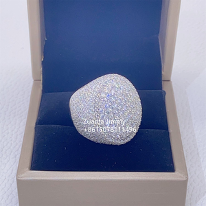 Moissanite Diamond <b>Ring</b> 925 Silver Iced Out Dome Design Luxury Sparkling <b>Statement</b> <b>Ring</b> for Men Women Wedding Gift - Product Image 3