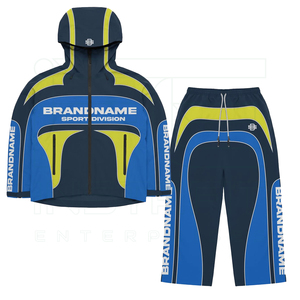 Wholesale 2-Piece Sweat Suit Tracksuit Hooded <b>Zip</b>-<b>Up</b> <b>Jacket</b> Nylon Track Pants Windproof Breathable Casual Sport Wear Loose Fit - Product Image 2