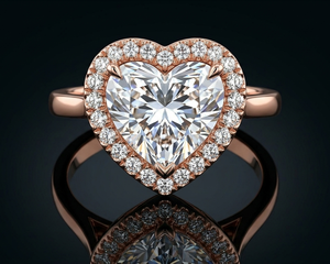 Bague solitaire pour femme en or rose 14 carats certifiée IGI, luxe, 2,0 carats, diamant de laboratoire taille cœur, LILABA ENTERPRISE - Product Image 1