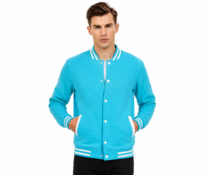 Varsity jacket with ribbed comfort and classic athletic styling designed for versatile wear across changing casual fashion seaso - Product Image 1