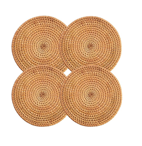 BOHO Rattan Trivet Mats And Pads 300mm Bohemian <b>Table</b> <b>Coasters</b> Natural Weave BOHO Rattan <b>Coaster</b> - Product Image 5