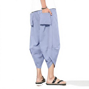 Pantalones de Algodón para Hombre, Diseño Personalizado, Casuales, con Cordón, Cintura Elástica Alta, Ligeros y Holgados - Product Image 2