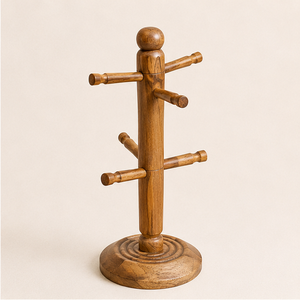 Premium Natural Solid Wood Coffee Mug Holder Stand Sturdy 6-Hook <b>Tabletop</b> Cup Display <b>Tree</b> for Mugs and Jewelry Durable Handmade - Product Image 6