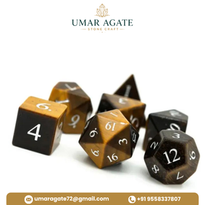 New Arrival Natural Tiger's Eye Gemstone DnD <b>Dice</b> <b>Set</b> 7 Pcs Polyhedral RPG Wholesale - Product Image 3