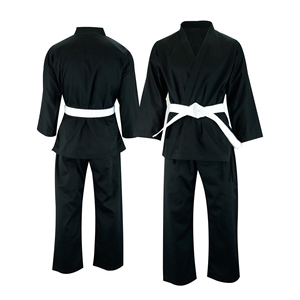 Uniforme de Karate Negro Rohzen Sports, 100% Algodón, Unisex para Adultos, Transpirable, Ropa de Artes Marciales, Corte Regular, 380g, Secado Rápido, Blanco - Product Image 1