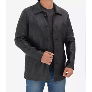 New Year Design Men's Warm Leather Jacket Letter Pattern Front Logo Stand Collar Windproof Thick Customizable Color Size - Product Image 2