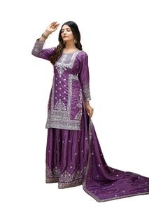 Lancement du meilleur ensemble Anarkali Salwar Kameez de couleur lavande, design tendance, spécial saison des mariages, avec un dupatta assorti. - Product Image 1