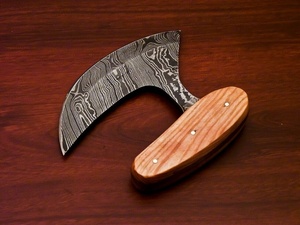 ใบมีดคัตเตอร์คงที่ทำจากเหล็กดามัสกัส,มีดทำครัวสำหรับเชฟมือจับพิซซ่าทำจากไม้มะกอก - Product Image 3