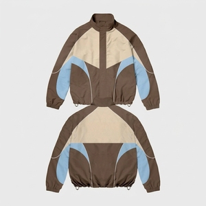 Ensemble de survêtement personnalisé pour homme, style rétro, marron, beige, bleu, avec veste coupe-vent, pantalon de jogging et short, tenue de sport et d'entraînement 2026 - Product Image 2