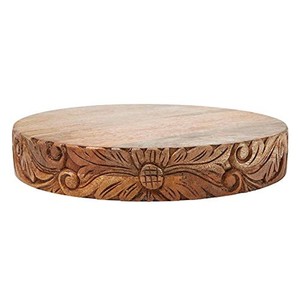 Elegant Mango <b>Wood</b> Cake Stand with Floral Carvings - Wholesale - Product Image 3