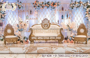 Espléndido Juego de Sofás Plateados Tallados para Decoración de Bodas, Lujoso Juego de Sofás Plateados para Escenario de Recepción de Bodas, Juego de Sofás Plateados para Escenario de Recepción en Canadá - Product Image 3