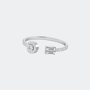 Anillo Abierto con Halo de Pavé y Corte Baguette Redondo de 0.50CTW - Product Image 5