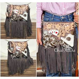 กระเป๋าหนังวัวแท้ทำมือพรีเมียมรุ่นใหม่ปี 2026 แบบสะพายข้าง แต่งพู่ห้อย ลายดอกไม้ ดีไซน์เนอร์ OEM ODM เหมาะสำหรับผู้หญิง - Product Image 1