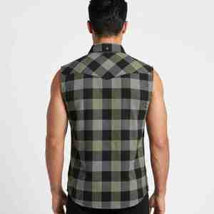 Camisas de Algodón Modernas de Primera Calidad, Camisa de Franela a Cuadros sin Mangas para Hombre, Cuello con Botones, Ropa Casual de Otoño, Camisas a Cuadros Transpirables - Product Image 2