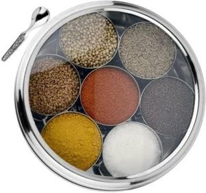Glossy Lid Round Eco-Friendly Stainless Steel Multifunction Spice Container with Folding Design <b>for</b> Kitchen Use - Product Image 3