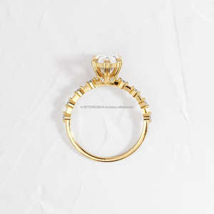 Igi/gia แล็บตัดเพชรวินเทจ14K สีเหลืองแหวนแต่งงาน/งานหมั้นใส่ได้ทั้งชายและหญิงสีขาวทองคุณภาพดีสำหรับงานปาร์ตี้ครบรอบ-คุ้มค่า - Product Image 2