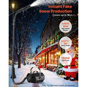 Macchina per Neve Portatile Super Silenziosa da 1300W, Generatore di Fiocchi di Neve per Interni/Esterni con Telecomando Wireless e Fonte di Alimentazione da 2000W - Product Image 2